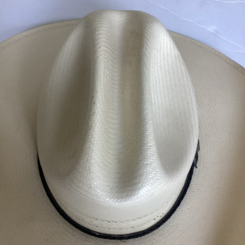 Larry Mahan 10X Straw Cowboy Hat Ivory Vented Crown Milano Hat Co Size 7 1/8 - Picture 11 of 16